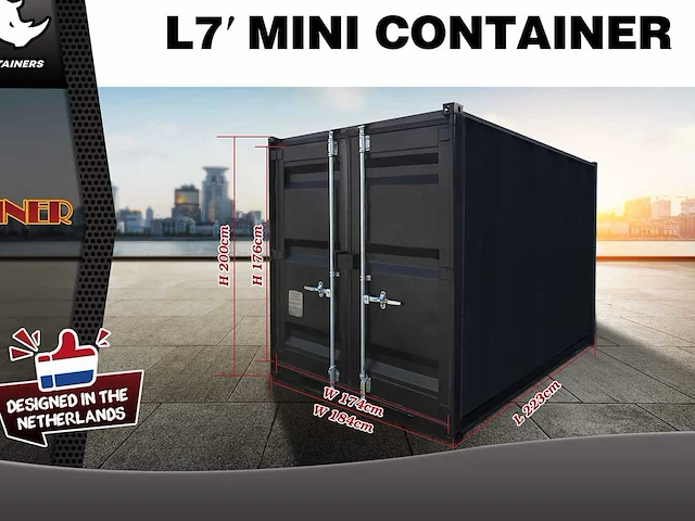 2025 rhino-cross-containers 7ft zwart zeecontainer - afbeelding 8 van  8