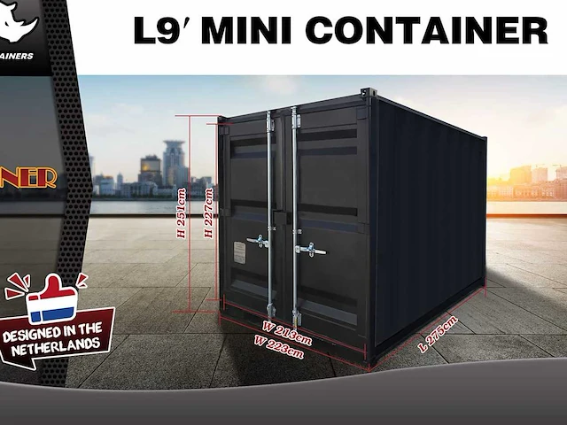 2025 rhino-cross-containers 9ft zwart zeecontainer - afbeelding 9 van  9