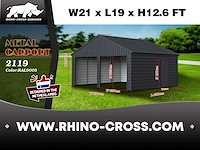 2025 rhino-cross-garages 5,8x6,3x3,76 m loods / staalconstructie compleet met wand- en dakpanelen - afbeelding 3 van  3