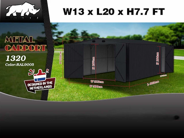 2025 rhino-cross-garages 6,02x3,9x2,32 m loods / staalconstructie compleet met wand- en dakpanelen - afbeelding 3 van  3
