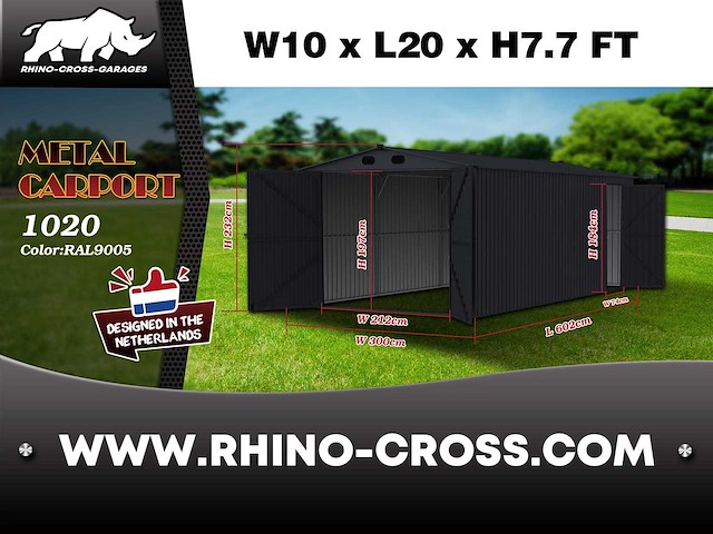 2025 rhino-cross-garages 6,02x3x2,32 m loods / staalconstructie compleet met wand- en dakpanelen - afbeelding 3 van  3