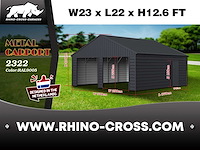 2025 rhino-cross-garages 6,7x7x3,76 m loods/staalconstructie compleet met wand- en dakpanelen - afbeelding 3 van  3