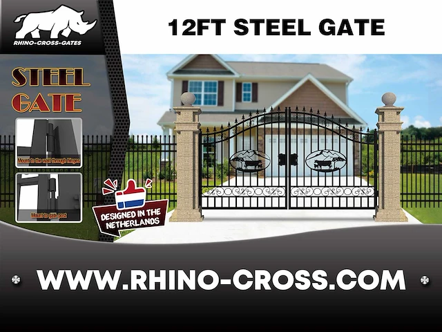 2025 rhino-cross-gates 365 cm koe stijl toegangspoort - afbeelding 3 van  4