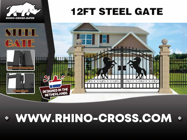 2025 rhino-cross-gates 365 cm paard stijl toegangspoort - afbeelding 3 van  4