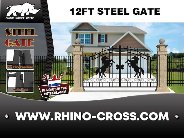 2025 rhino-cross-gates 365 cm paard stijl toegangspoort - afbeelding 3 van  4