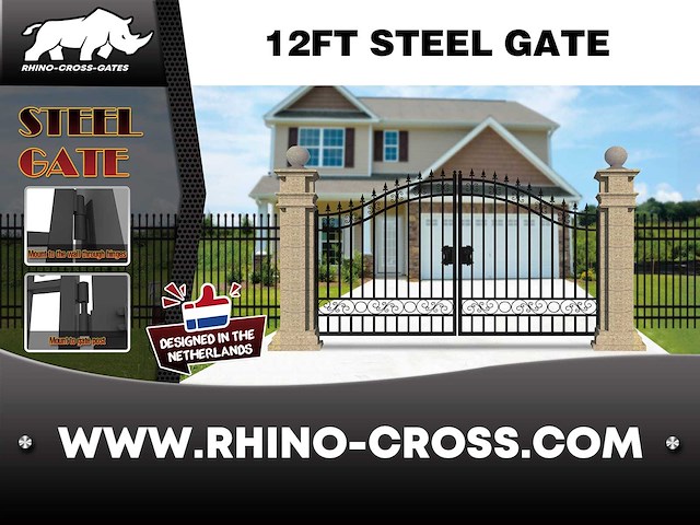 2025 rhino-cross-gates 365 cm plain stijl toegangspoort - afbeelding 3 van  4