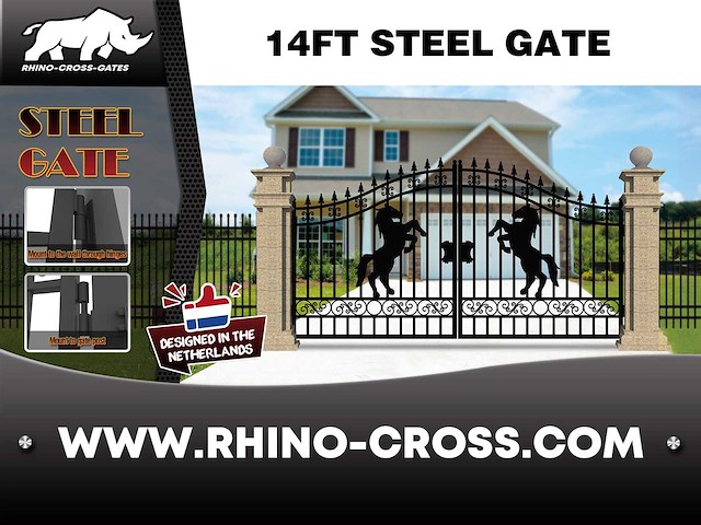 2025 rhino-cross-gates 433 cm paard stijl toegangspoort - afbeelding 3 van  4