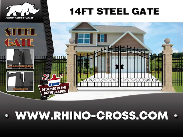 2025 rhino-cross-gates 433 cm plain stijl toegangspoort - afbeelding 3 van  4