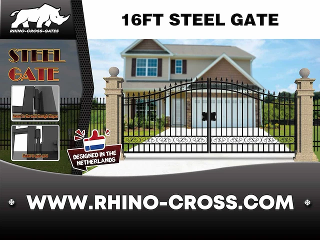 2025 rhino-cross-gates 496 cm plain stijl toegangspoort - afbeelding 3 van  4