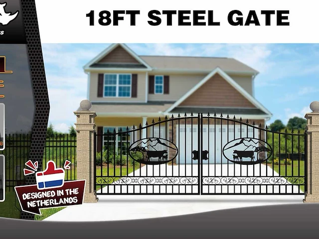 2025 rhino-cross-gates 547 cm koe stijl toegangspoort - afbeelding 2 van  4