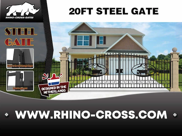 2025 rhino-cross-gates 596 cm koe stijl toegangspoort - afbeelding 3 van  4