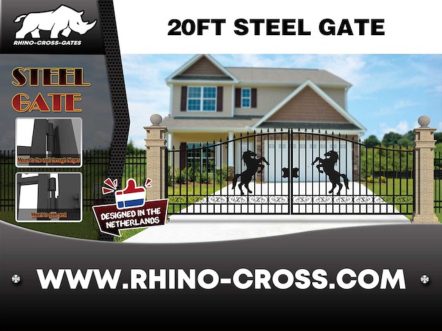 2025 rhino-cross-gates 596 cm paard stijl toegangspoort - afbeelding 3 van  4