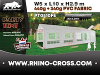 2025 rhino-cross-party tent pt0510fe 5x10x2.9 partytent - afbeelding 1 van  14