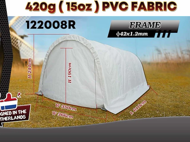 2025 rhino-cross-shelter 122008r - 6,1x3,66x2,44 m opslagtent / opslagshelter - afbeelding 2 van  9