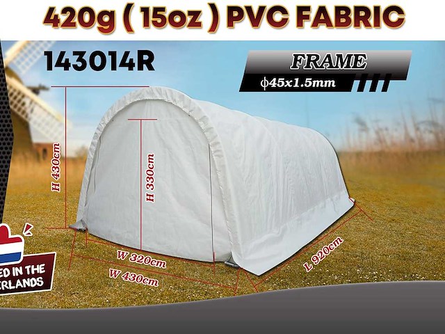 2025 rhino-cross-shelter 143014r - 9,2x4,3x4,3 m opslagtent / opslagshelter - afbeelding 2 van  6
