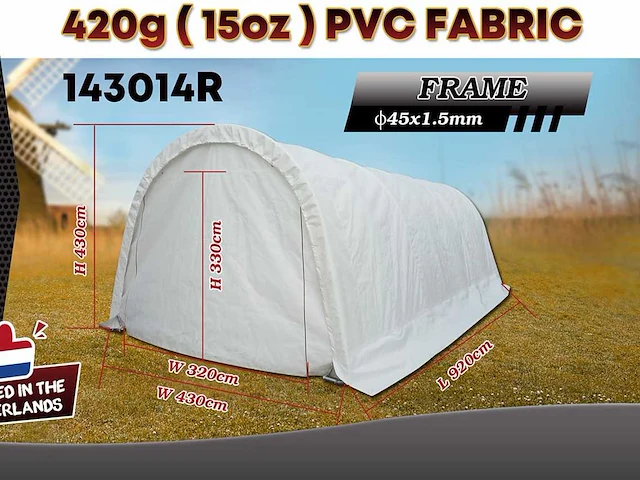 2025 rhino-cross-shelter 143014r - 9,2x4,3x4,3 m opslagtent / opslagshelter - afbeelding 2 van  6