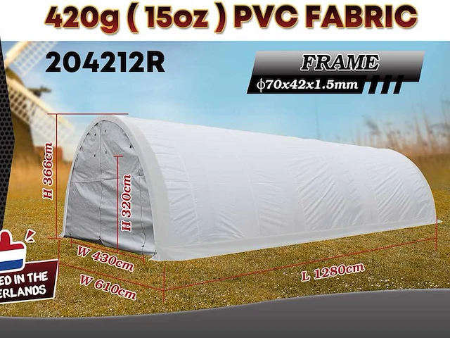 2025 rhino-cross-shelter 204212r - 12,8x6,1x3,66 m opslagtent / opslagshelter - afbeelding 2 van  9