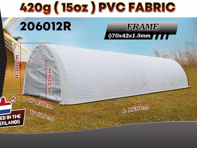 2025 rhino-cross-shelter 206012r - 18,3x6,1x3,66 m opslagtent / opslagshelter - afbeelding 2 van  9