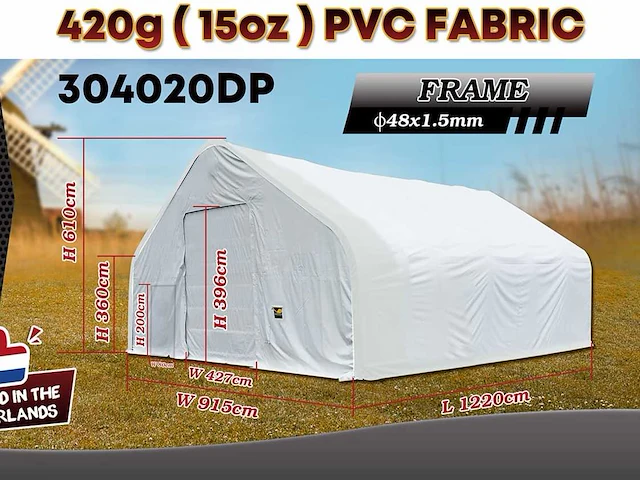 2025 rhino-cross-shelter 304020dp - 12,2x9,15x6,1 m opslagtent / opslagshelter - afbeelding 1 van  3