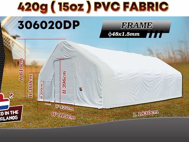 2025 rhino-cross-shelter 306020dp - 18,3x9,15x6,1 m opslagtent / opslagshelter - afbeelding 1 van  3