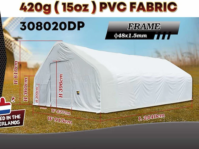 2025 rhino-cross-shelter 308020dp - 24,4x9,15x6,1 m opslagtent / opslagshelter - afbeelding 1 van  3