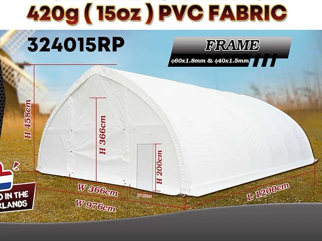 2025 rhino-cross-shelter 324015rp - 12x9,76x4,58 m opslagtent / opslagshelter - afbeelding 1 van  3