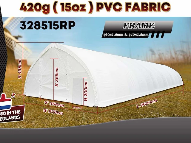 2025 rhino-cross-shelter 328515rp - 26x9,76x4,58 m opslagtent / opslagshelter - afbeelding 1 van  3