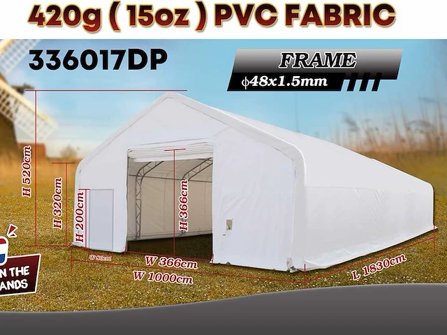 2025 rhino-cross-shelter 336017dp - 18,3x10x5,2 m opslagtent / opslagshelter - afbeelding 1 van  3