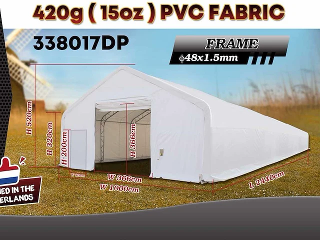 2025 rhino-cross-shelter 338017dp - 24,4x10x5,2 m opslagtent / opslagshelter - afbeelding 1 van  3