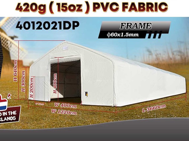 2025 rhino-cross-shelter 4012021dp 36,6x12,2x6,4 m opslagtent / opslagshelter - afbeelding 2 van  7