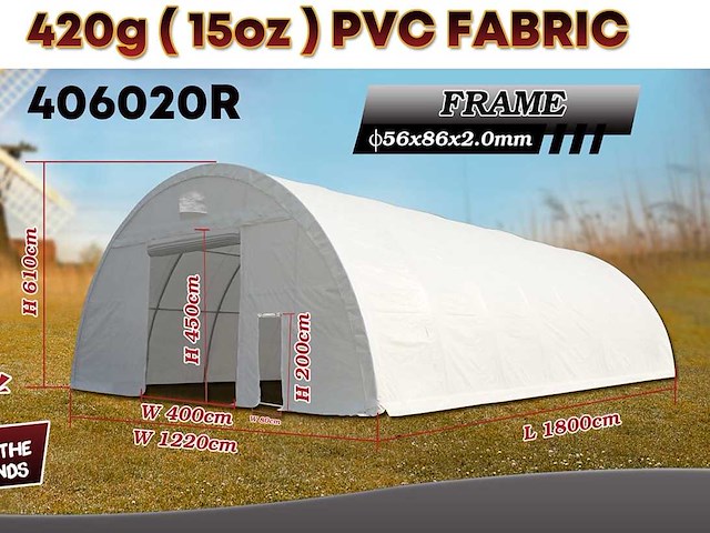 2025 rhino-cross-shelter 406020r - 18x12,2x6,1 m opslagtent / opslagshelter - afbeelding 2 van  9