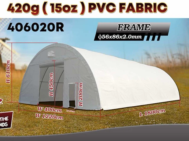 2025 rhino-cross-shelter 406020r - 18x12,2x6,1 m opslagtent / opslagshelter - afbeelding 2 van  9