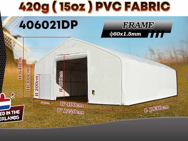 2025 rhino-cross-shelter 406021dp - 18,3x12,2x6,4 m opslagtent / opslagshelter - afbeelding 1 van  3