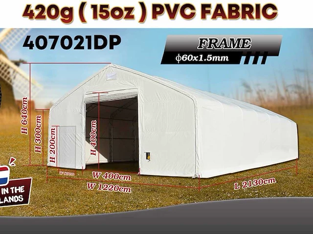 2025 rhino-cross-shelter 407021dp - 21,3x12,2x6,4 m opslagtent / opslagshelter - afbeelding 1 van  2