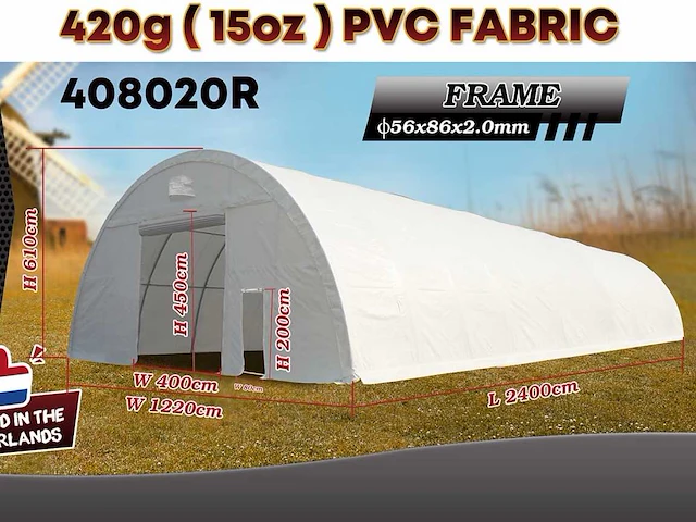 2025 rhino-cross-shelter 408020r - 24x12,2x6,1 m opslagtent / opslagshelter - afbeelding 1 van  3