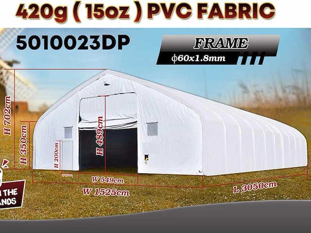 2025 rhino-cross-shelter 5010023dp 30,5x15,25x7,015 m opslagtent / opslagshelter - afbeelding 2 van  7