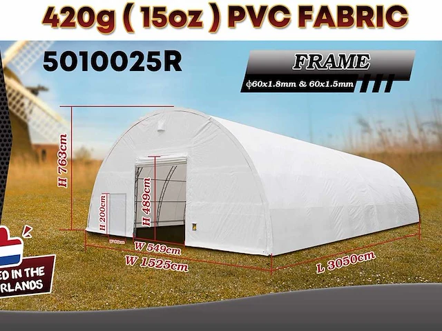 2025 rhino-cross-shelter 5010025r - 30,5x15,25x7,625 m opslagtent / opslagshelter - afbeelding 3 van  8