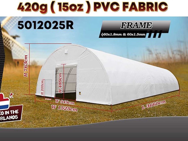 2025 rhino-cross-shelter 5012025r 36,6x15,25x7,625 m opslagtent / opslagshelter - afbeelding 2 van  8