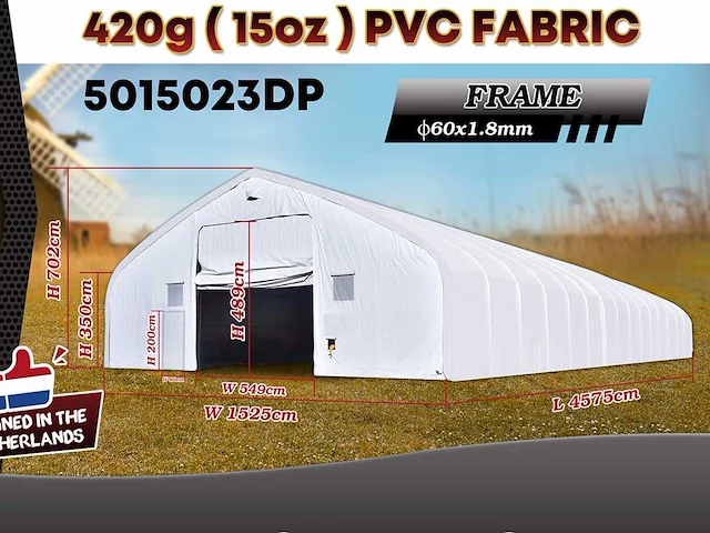 2025 rhino-cross-shelter 5015023dp - 45,75x15,25x7,015 m opslagtent / opslagshelter - afbeelding 2 van  7