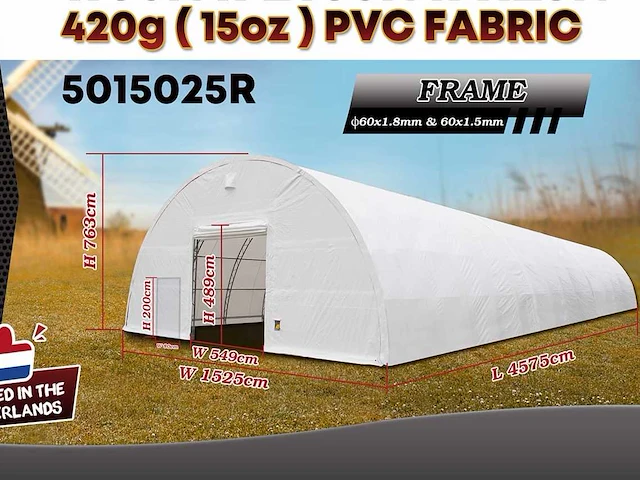 2025 rhino-cross-shelter 5015025r - 45,75x15,25x7,625 m opslagtent / opslagshelter - afbeelding 1 van  2