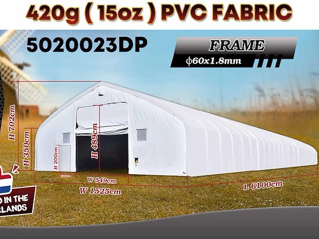 2025 rhino-cross-shelter 5020023dp 61x15,25x7,015 m opslagtent / opslagshelter - afbeelding 2 van  7