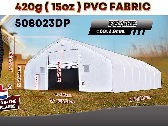 2025 rhino-cross-shelter 508023dp - 24,4x15,25x7,015 m opslagtent / opslagshelter - afbeelding 2 van  7
