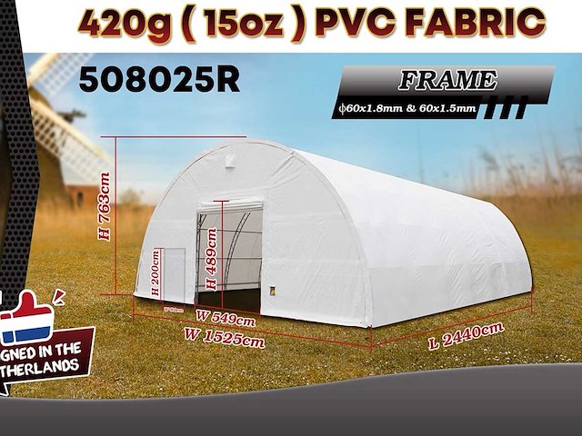 2025 rhino-cross-shelter 508025r 24,4x15,25x7,625 m opslagtent / opslagshelter - afbeelding 2 van  8