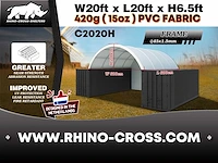2025 rhino-cross-shelter c2020h - 6x6x2 m met eindzeil opslagtent / opslagshelter tussen 2 containers - afbeelding 3 van  5