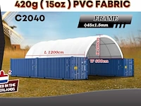 2025 rhino-cross-shelter c2040 - 12x6x2 m opslagtent / opslagshelter tussen 2 containers - afbeelding 1 van  3