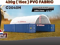 2025 rhino-cross-shelter c2040h - 12x6x2 m met eindzeil opslagtent / opslagshelter tussen 2 containers - afbeelding 1 van  3