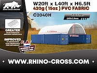 2025 rhino-cross-shelter c2040h - 12x6x2 m met eindzeil opslagtent / opslagshelter tussen 2 containers - afbeelding 3 van  5