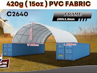 2025 rhino-cross-shelter c2640 - 12x8x3 m opslagtent / opslagshelter tussen 2 containers - afbeelding 2 van  9