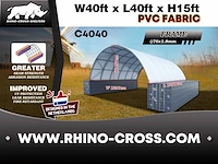 2025 rhino-cross-shelter c4040 - 12x12x4,5 m opslagtent / opslagshelter tussen 2 containers - afbeelding 1 van  9