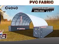 2025 rhino-cross-shelter c4040 - 12x12x4,5 m opslagtent / opslagshelter tussen 2 containers - afbeelding 2 van  8